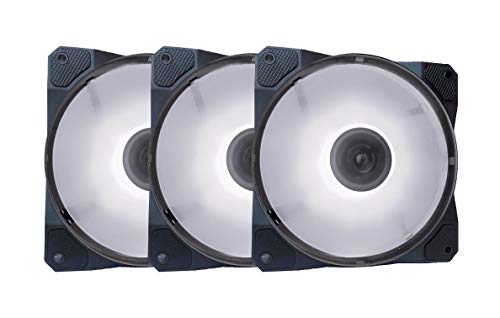 Apevia APEVIA CO312L-WH Cosmos 120mm White LED Ultra Silent Case Fan w/ 16 LEDs & Anti-Vibration Rubber Pads (3 Pack) 56.67 CFM 120 mm Fans 3-Pack
