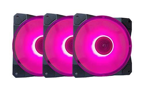Apevia APEVIA CO312L-PK Cosmos 120mm Pink LED Ultra Silent Case Fan w/ 16 LEDs & Anti-Vibration Rubber Pads (3 Pack) 56.67 CFM 120 mm Fans 3-Pack