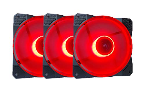 Apevia APEVIA CO312L-RD Cosmos 120mm Red LED Ultra Silent Case Fan w/ 16 LEDs & Anti-Vibration Rubber Pads (3 Pack) 56.67 CFM 120 mm Fans 3-Pack