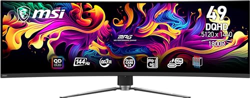 MSI MPG 491CQP QD-OLED 49.0&quot; 5120 x 1440 144 Hz Curved Monitor